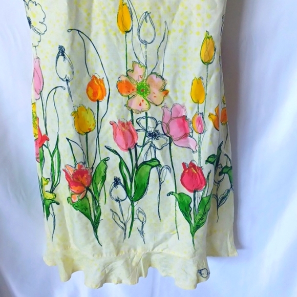 WEEKEND CLOTHESLINE Yellow Sleeveless floral motif 100% Rayon - Picture 6 of 8